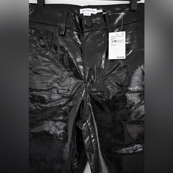 Good American "Good Classic" Textured Faux Leather Pants, New With Tags, Size 6 - Picture 9 of 11